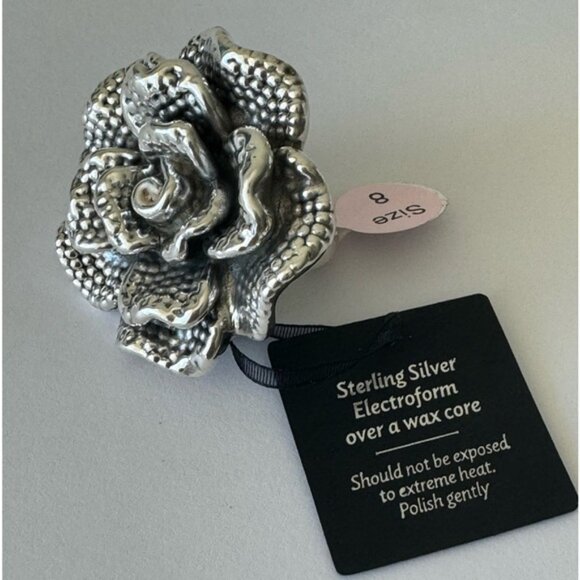 E&L Israel Sterling Silver Statement Flower Electroform Rose Ring  Sz.8 - Picture 9 of 14